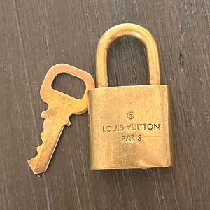 Louis Vuitton Brass Padlock and Key Set